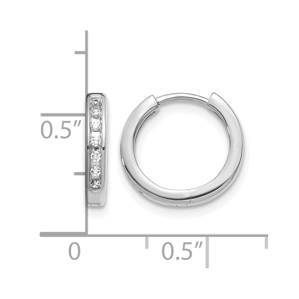 10K White Gold Diamond Hinged Hoop Earrings