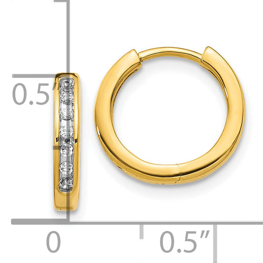 10K Yellow Gold Diamond Hinged Hoop Earrings