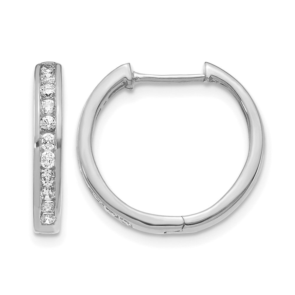 10K White Gold Diamond Hinged Hoop Earrings