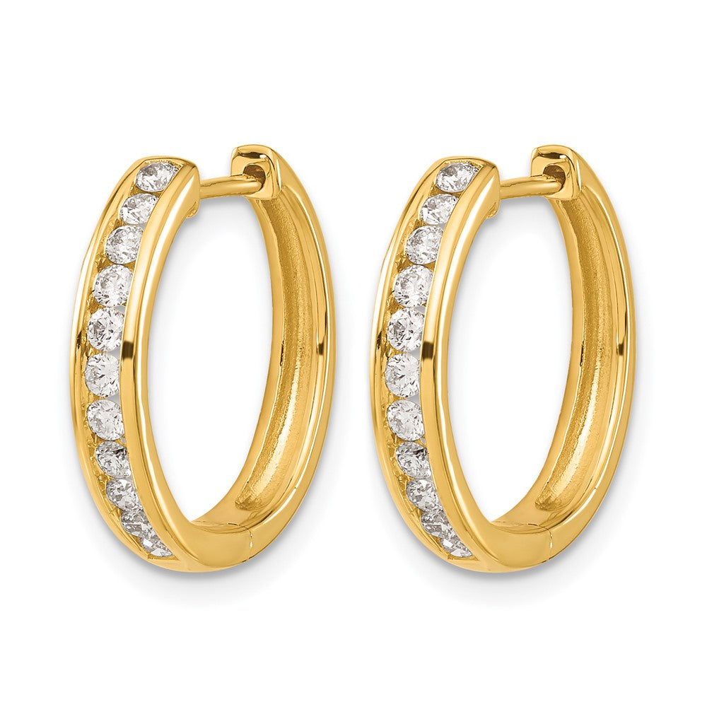 10K Yellow Gold Diamond Hinged Hoop Earrings