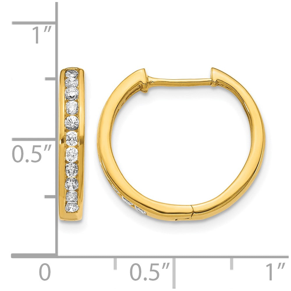 10K Yellow Gold Diamond Hinged Hoop Earrings