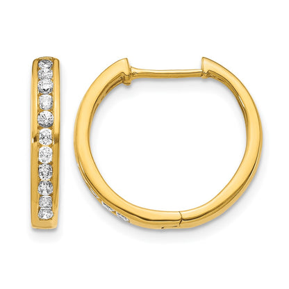 10K Yellow Gold Diamond Hinged Hoop Earrings
