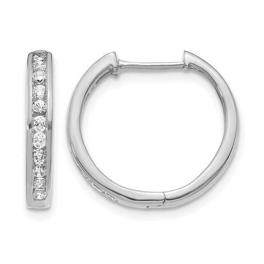 14k White Gold 1/2 Ct. Lab Grown Diamond VS/SI+ G+ Hinged Hoop Earrings