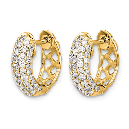 10K Yellow Gold Diamond Hinged Hoop Earrings