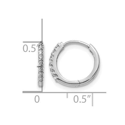 10K White Gold Diamond Hinged Hoop Earrings