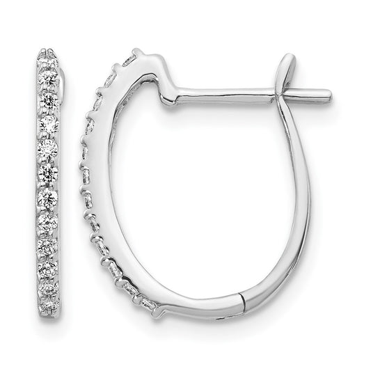14k White Gold 1/5 Ct. Lab Grown Diamond VS/SI+ G+ Hinged Hoop Earrings