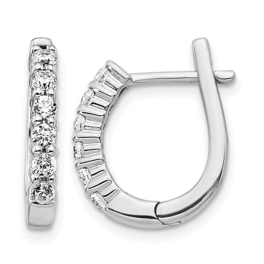 14k White Gold 1/2 Ct. Lab Grown Diamond VS/SI+ G+ Hinged Hoop Earrings