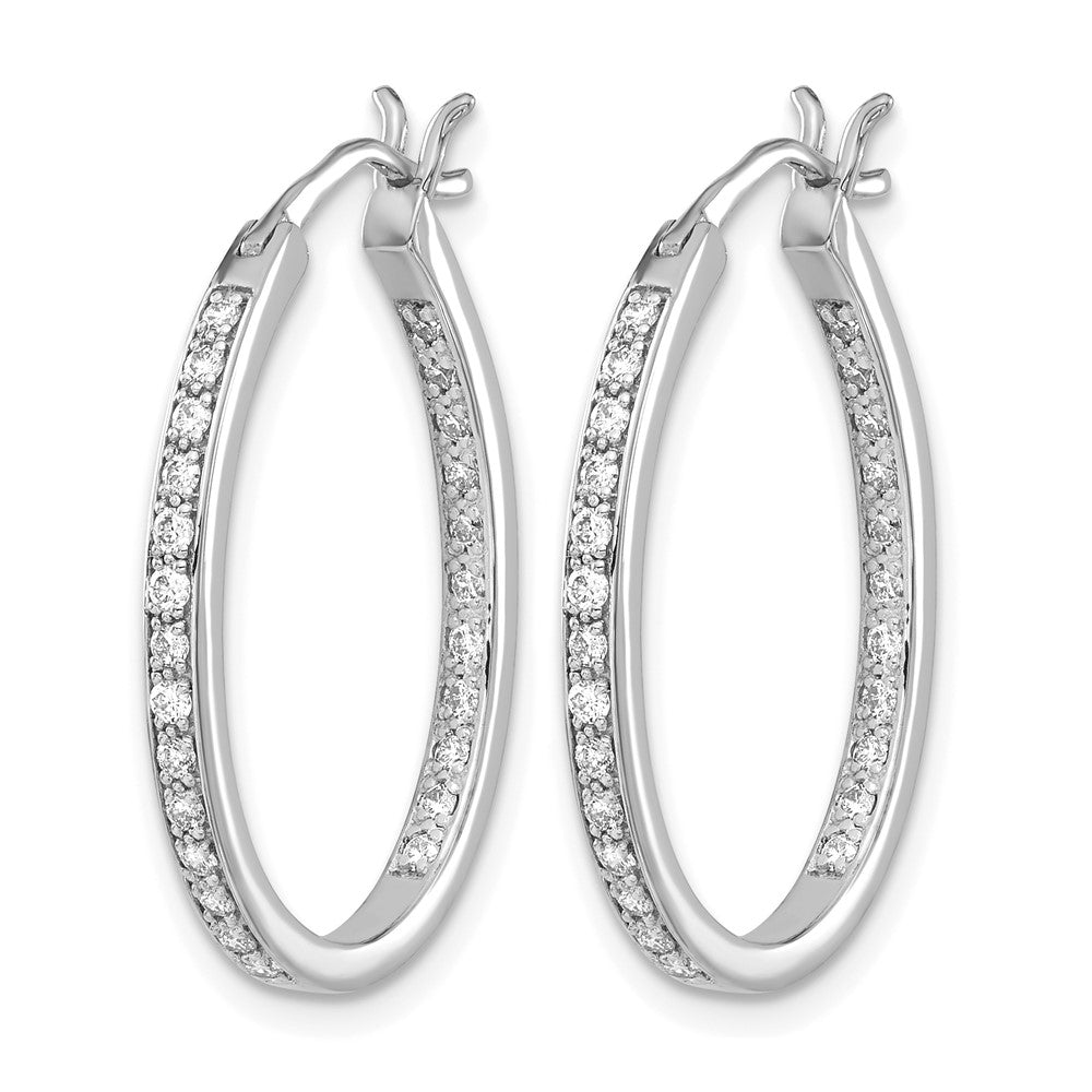 14k White Gold 1/2 Ct. Lab Grown Diamond VS/SI+ G+ In and Out Hoop Earrings