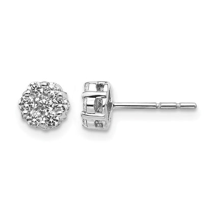 14k White Gold 1/2 Ct. Lab Grown Diamond VS/SI+ G+ Cluster Post Earrings