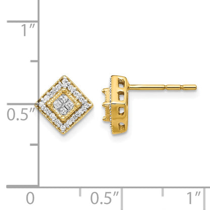 10K Yellow Gold Polished Diamond Post Earrings