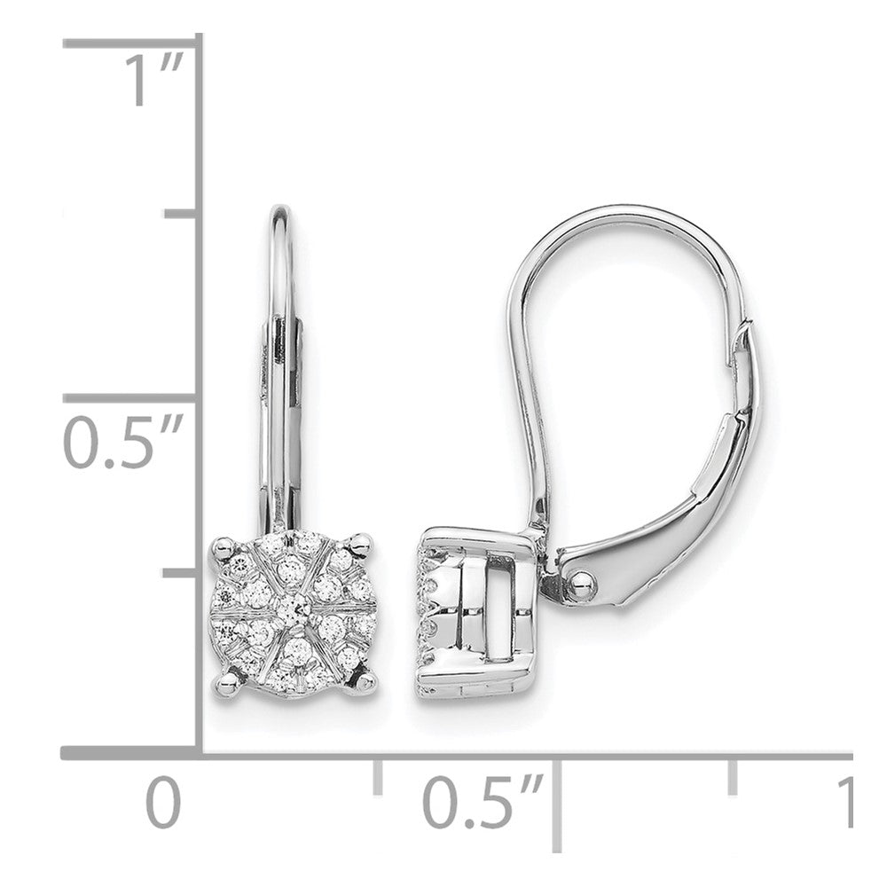14K White Gold 1/6 Carat Lab Grown Diamond Vs/Si+ G+ Complete Cluster Drop Leverback Earrings