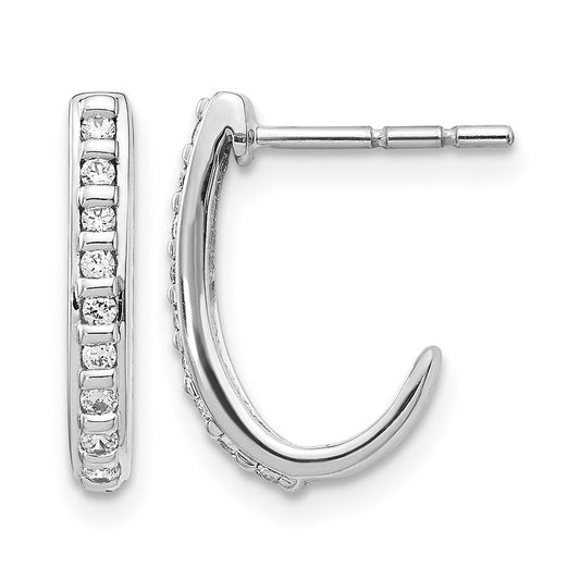 14k White Gold 1/5 Ct. Lab Grown Diamond VS/SI+ G+ J-Hoop Post Earrings