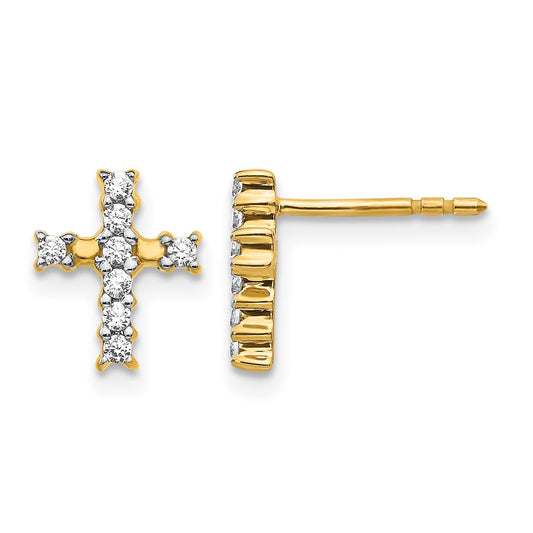 14k Yellow Gold 1/5 Ct. Lab Grown Diamond VS/SI+ G+ Cross Post Earrings
