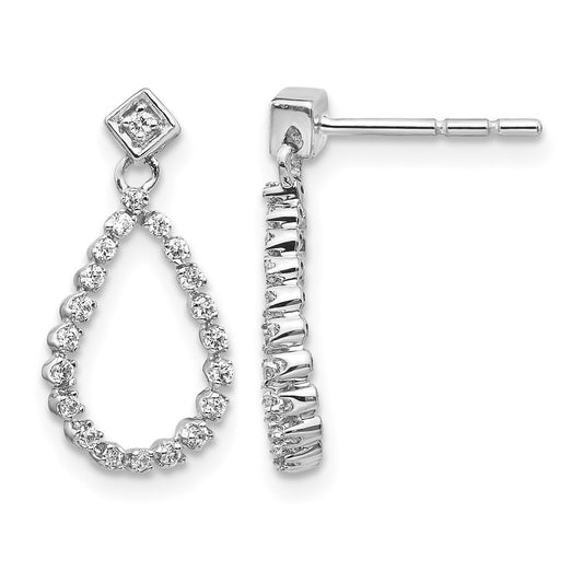 14k White Gold 1/4 Ct. Lab Grown Diamond VS/SI+ G+ Complete Dangle Teardrop Post Earrings