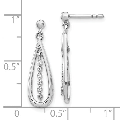 10K White Gold Diamond Teardrop Post Earrings