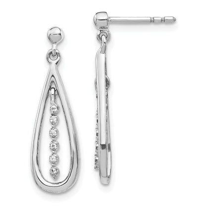 10K White Gold Diamond Teardrop Post Earrings