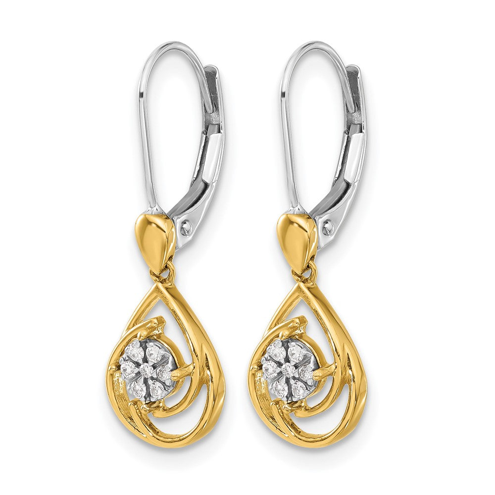 14K Two-tone Lab Grown VS/SI+ G+ Diamond Teardrop Dangle Leverback Earrings