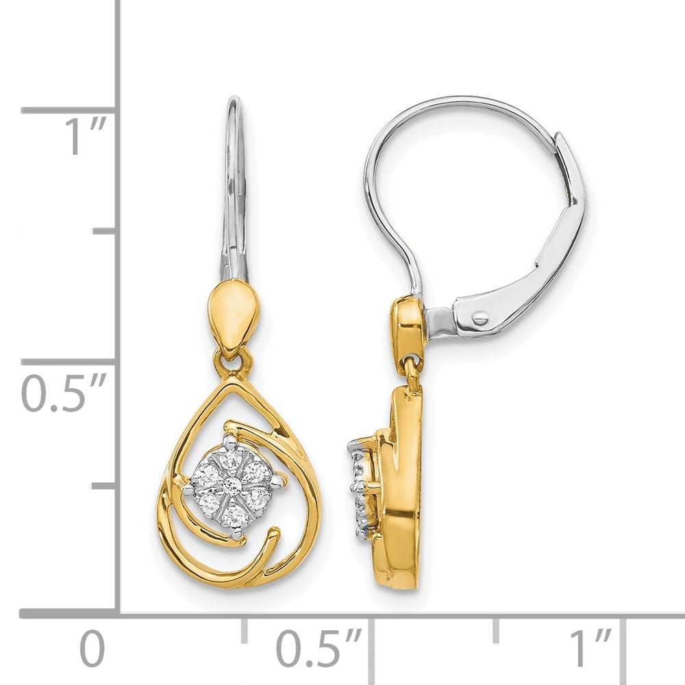 14K Two-tone Lab Grown VS/SI+ G+ Diamond Teardrop Dangle Leverback Earrings