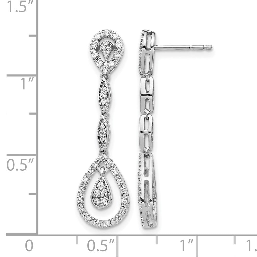14k White Gold 1/3 Ct. Lab Grown Diamond VS/SI+ G+ Dangle Teardrop Post Earrings