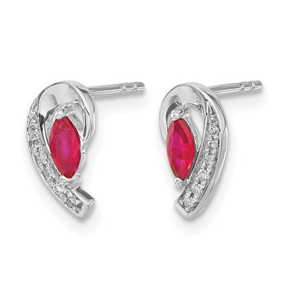 10K White Gold Diamond And Ruby Earrings