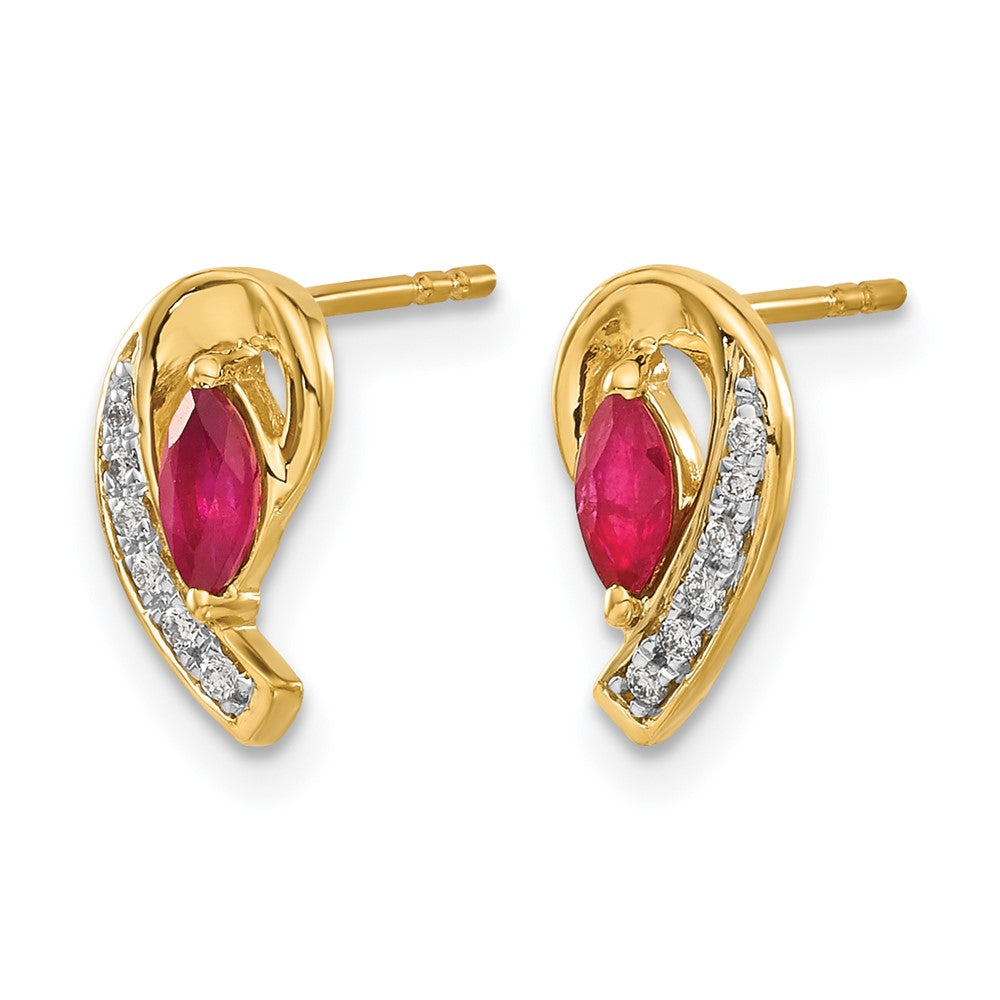 10K Yellow Gold Diamond And Ruby Earrings