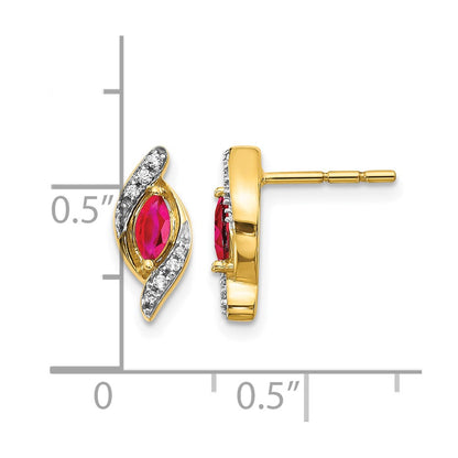 10K Yellow Gold Diamond And Ruby Earrings