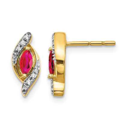 10K Yellow Gold Diamond And Ruby Earrings