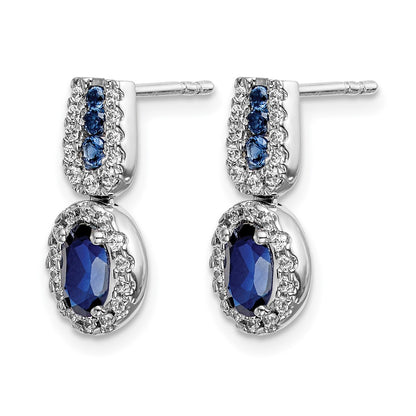 14K White Gold Lab Grown VS/SI+ G+ Diamond and Created Sapphire Post Earrings