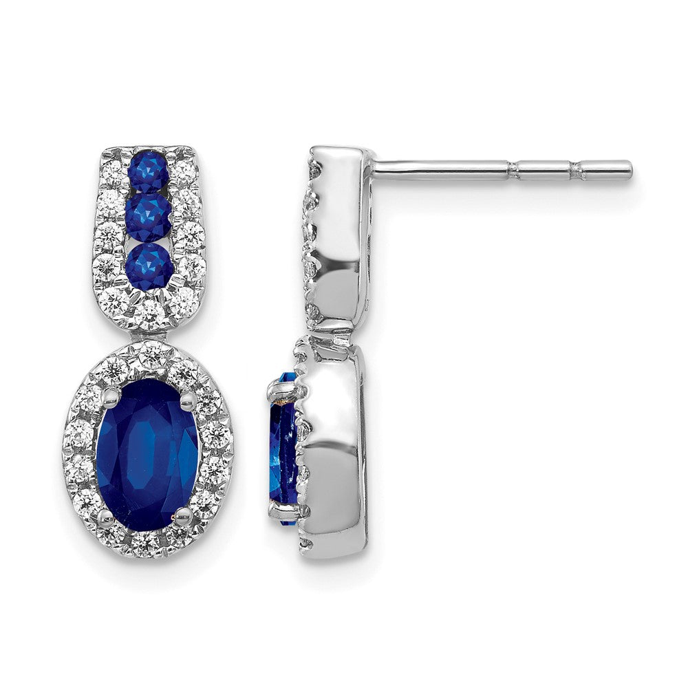 14K White Gold Lab Grown VS/SI+ G+ Diamond and Created Sapphire Post Earrings