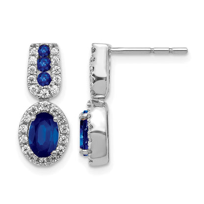 14K White Gold Lab Grown VS/SI+ G+ Diamond and Created Sapphire Post Earrings
