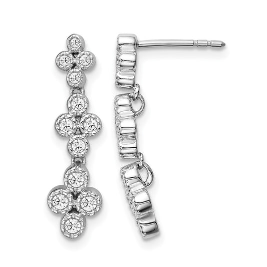 14K White Gold True Origin 3/8 Carat Lab Grown Diamond Vs Def Floral Bloom Post Dangle Earrings