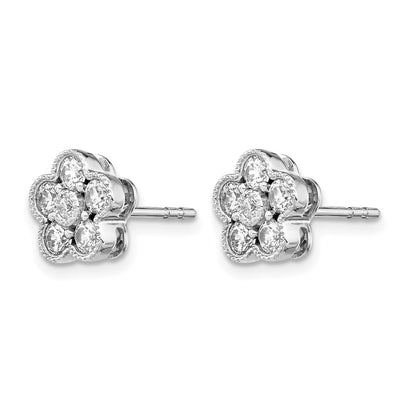 14K White Gold True Origin 3/4 Carat Lab Grown Diamond Vs Def Floral Post Earrings