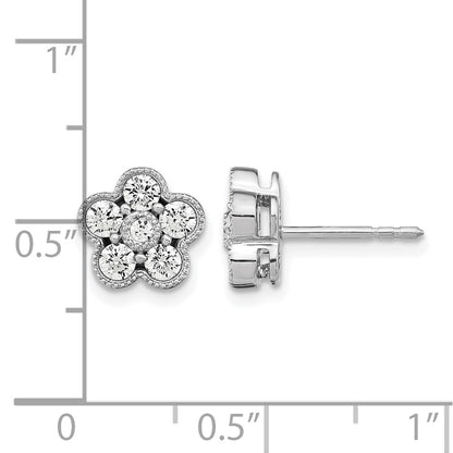 14K White Gold True Origin 3/4 Carat Lab Grown Diamond Vs Def Floral Post Earrings