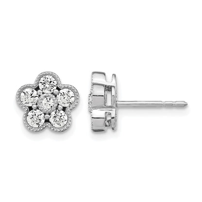 14K White Gold True Origin 3/4 Carat Lab Grown Diamond Vs Def Floral Post Earrings