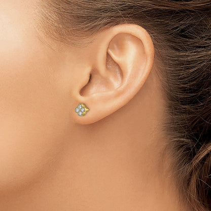 14K Yellow Gold True Origin 1/2 Carat Lab Grown Diamond Vs Def Bloom Floral Post Earrings