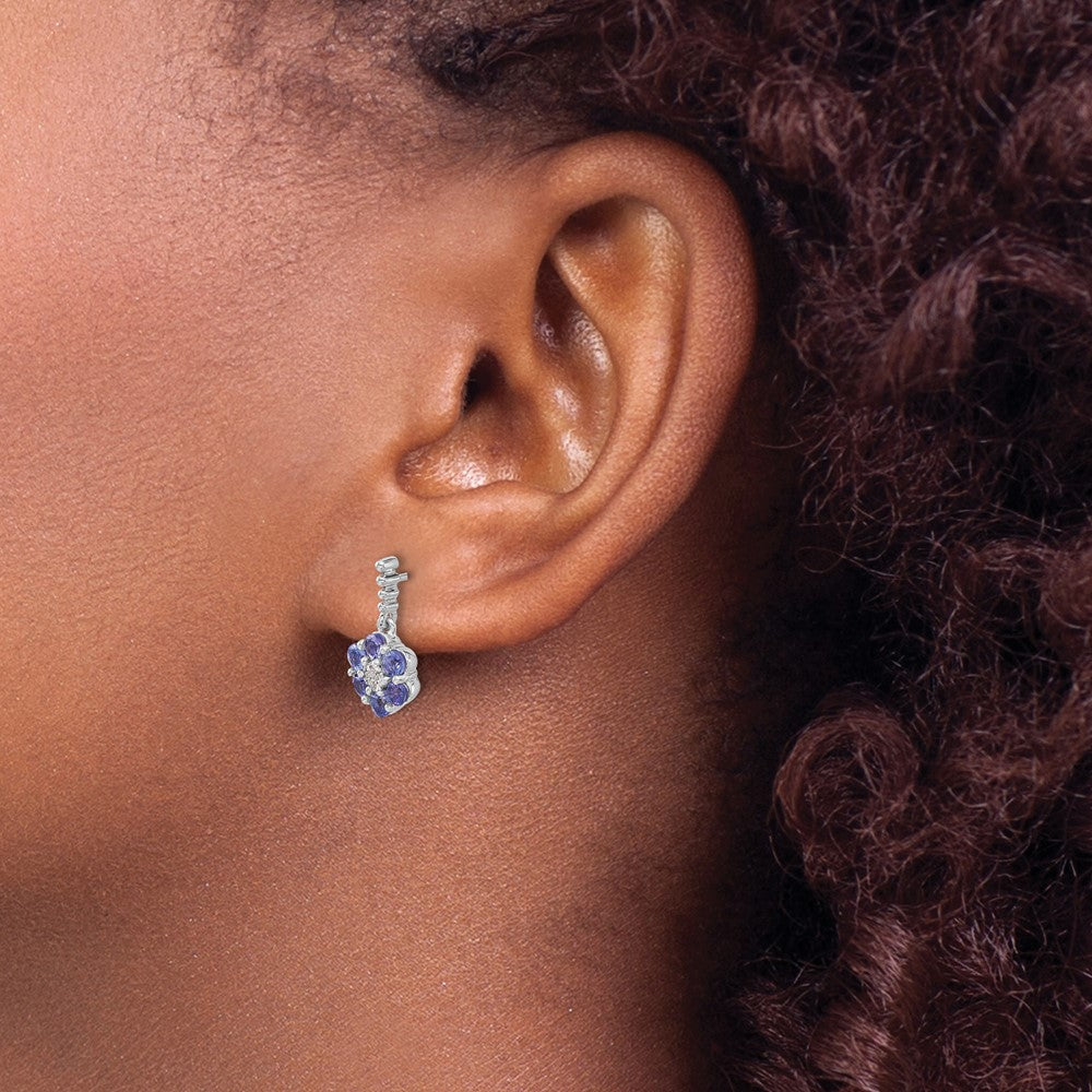 14K White Gold Tanzanite And Diamond Earrings