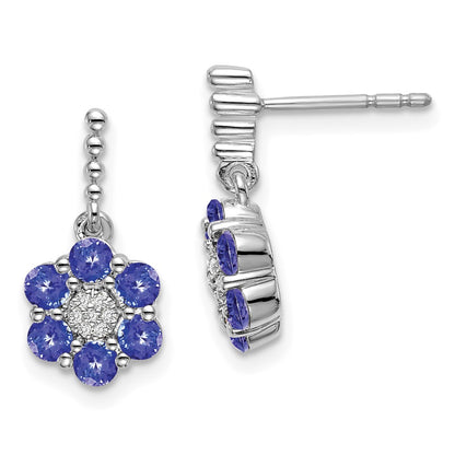 14K White Gold Tanzanite And Diamond Earrings