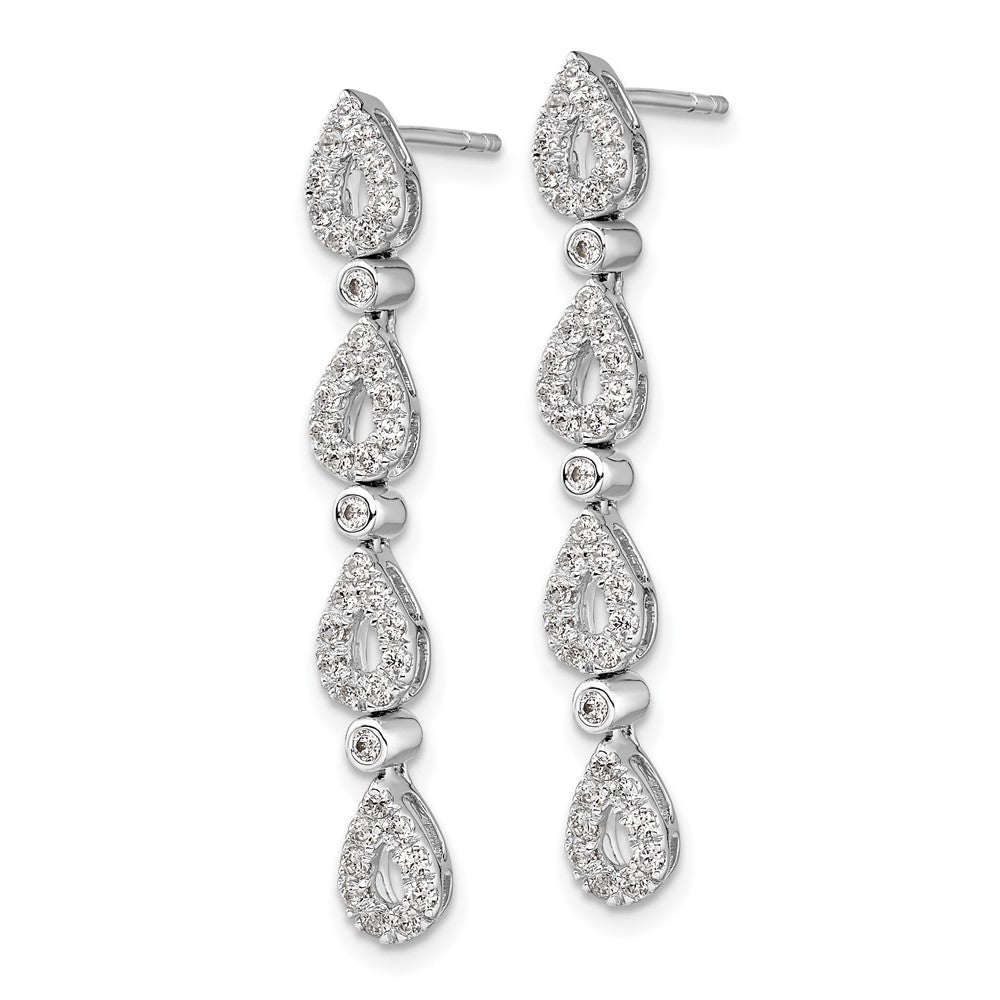 14k White Gold 3/4 Ct. Lab Grown Diamond VS/SI+ G+ Dangle Teardrop Post Earrings