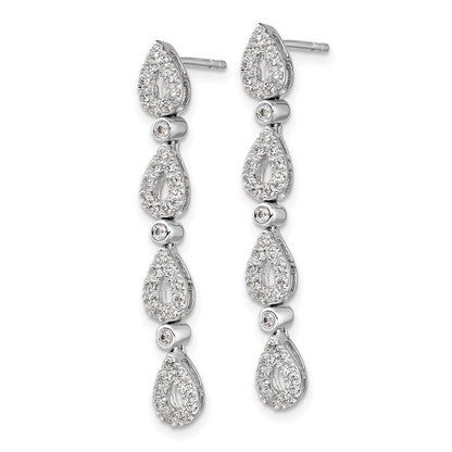 14k White Gold 3/4 Ct. Lab Grown Diamond VS/SI+ G+ Dangle Teardrop Post Earrings