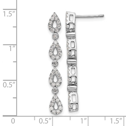14k White Gold 3/4 Ct. Lab Grown Diamond VS/SI+ G+ Dangle Teardrop Post Earrings