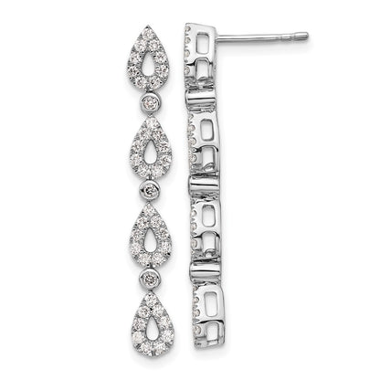 14k White Gold 3/4 Ct. Lab Grown Diamond VS/SI+ G+ Dangle Teardrop Post Earrings