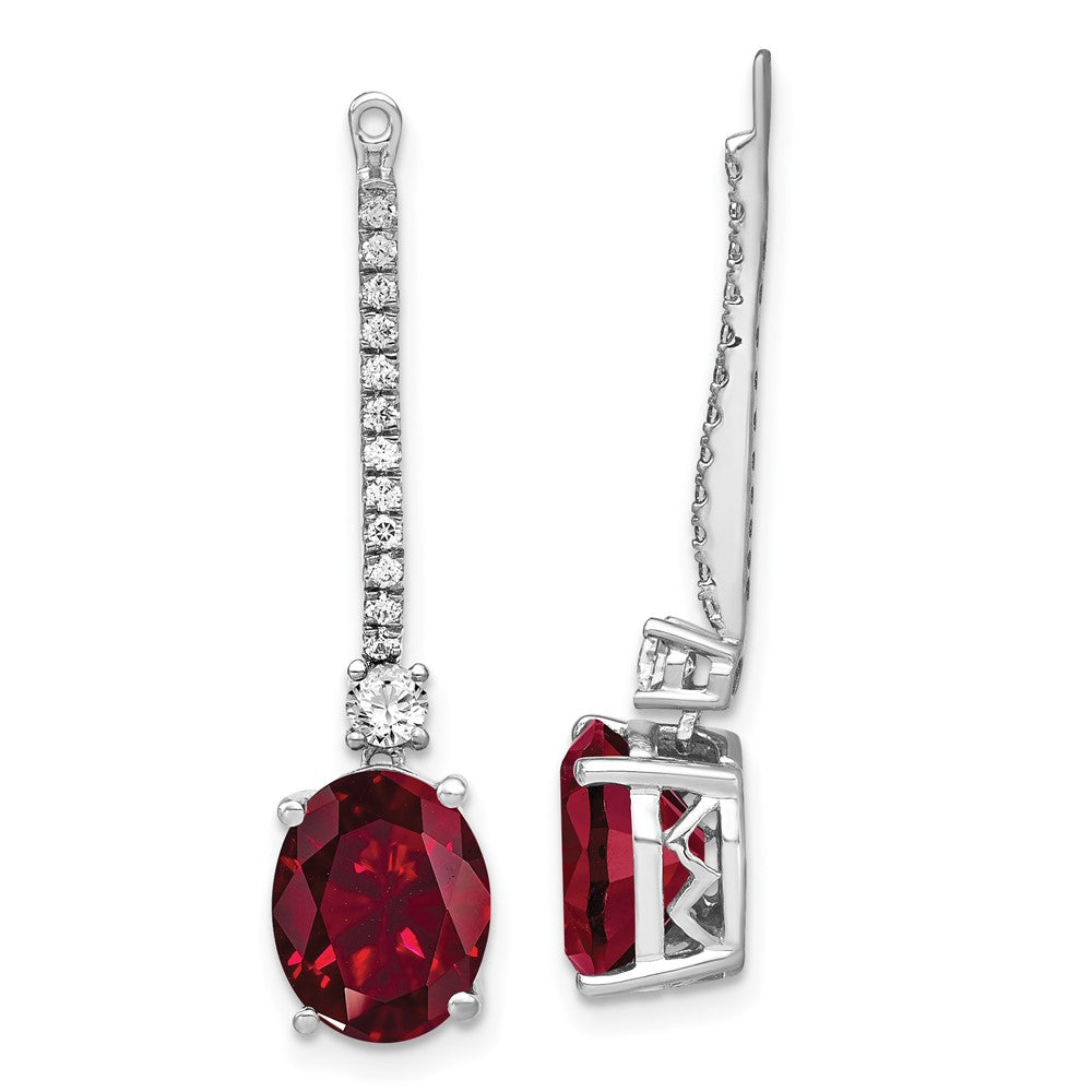 14k White Gold 1/2 Ct. Lab Grown Diamond VS/SI+ G+ and Lab Created Ruby Earring Jackets