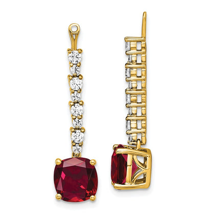 14k Yellow Gold 5/8 Ct. Lab Grown Diamond VS/SI+ G+ and Lab Created Ruby Earring Jackets