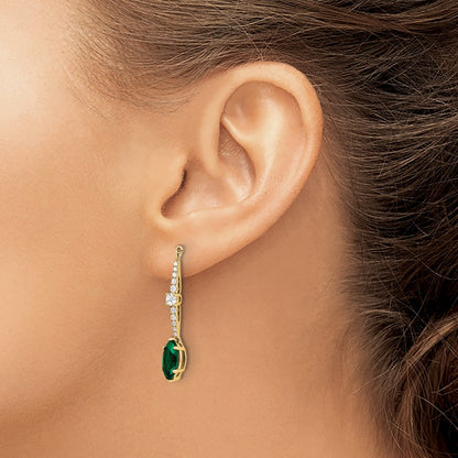 14k Yellow Gold Lab Grown VS/SI FGH Diamond & Created Emerald Earring Jackets