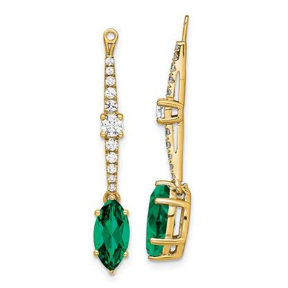 14k Yellow Gold Lab Grown VS/SI FGH Diamond & Created Emerald Earring Jackets