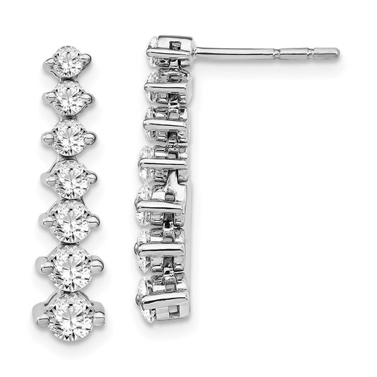 14k White Gold 1 1/2 Ct. Lab Grown Diamond VS/SI+ G+ Graduating Drop Post Earrings