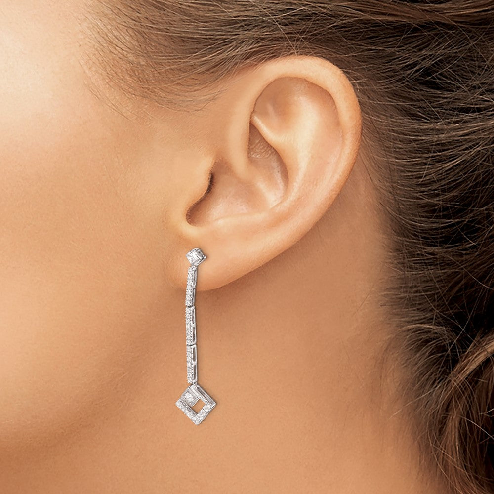14k White Gold 1/2 Ct. Lab Grown Diamond VS/SI+ G+ Dangle Post Earrings