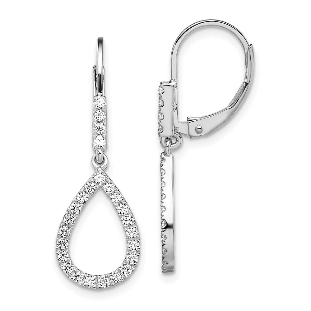 14k White Gold 1/2 Ct. Lab Grown Diamond VS/SI+ G+ Fashion Dangle Leverback Earrings