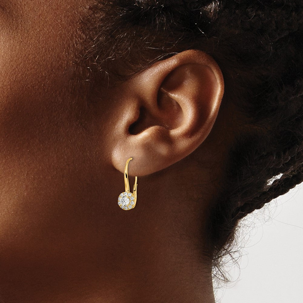14k Yellow Gold 1 1/2 Ct. Lab Grown Diamond VS/SI+ G+ Drop Leverback Earrings