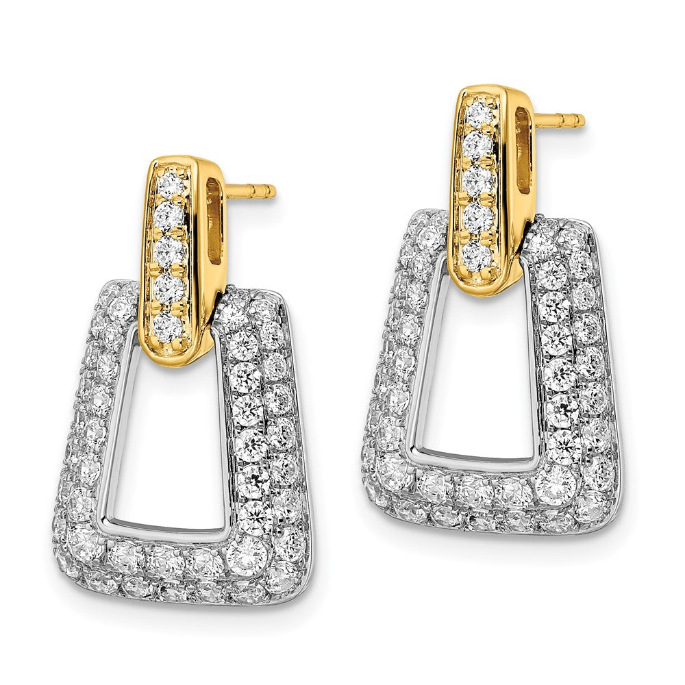 14K Two Tone True Origin 1 3/4 Carat Lab Grown Diamond Vs Def Fancy Dangle Post Earrings